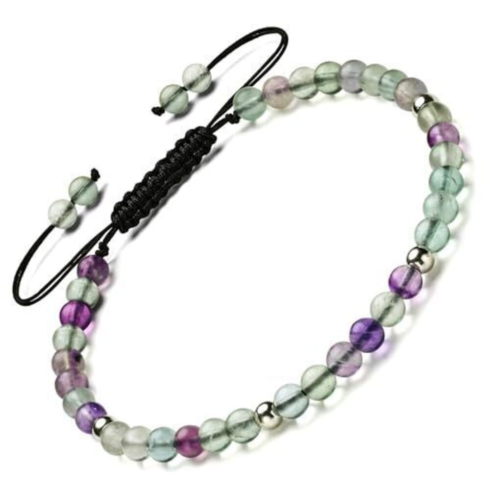 3937 Natural Gemstones Bracelet&925 Sterling Silver/18K Gold│4MM│ 7-9 in